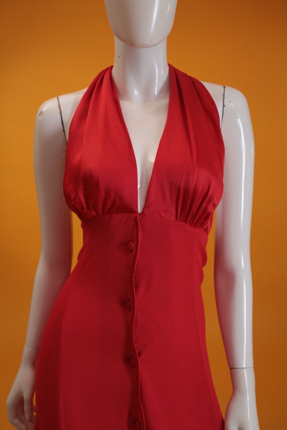 Vintage Ossie Clark for Radley Dress 1970s Red Ha… - image 5