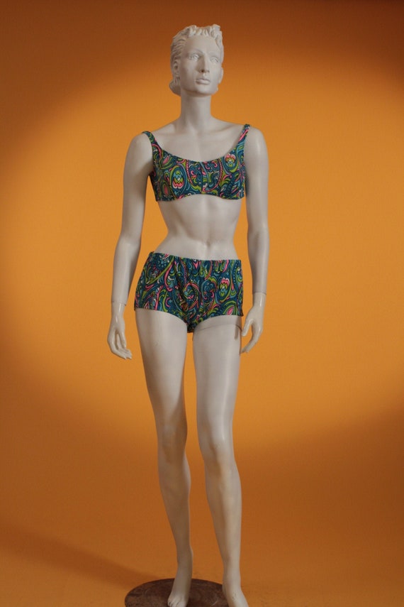 Vintage 1960's Psychedelic Print High Waisted Neon