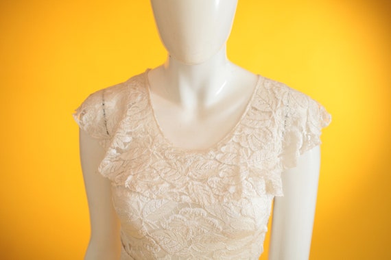 Vintage 1920s/1930s Wedding Dress Cream Silk Lace… - image 4