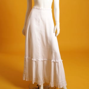 Antique Edwardian Victorian Petticoat Skirt White Cotton with Lace and Frills by Harrods London UK Size 4-6 US 0-2