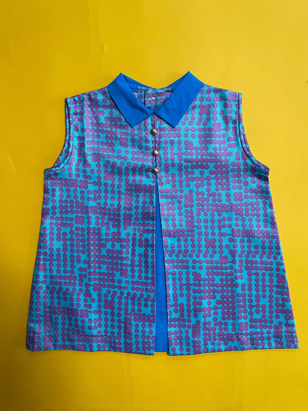 Vintage Baby Girls Dress Blue & Pink Psychedelic Print Sin Etsy España