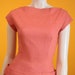 1950s 50s Nali Bee Cotton Coral Dress / SMALL