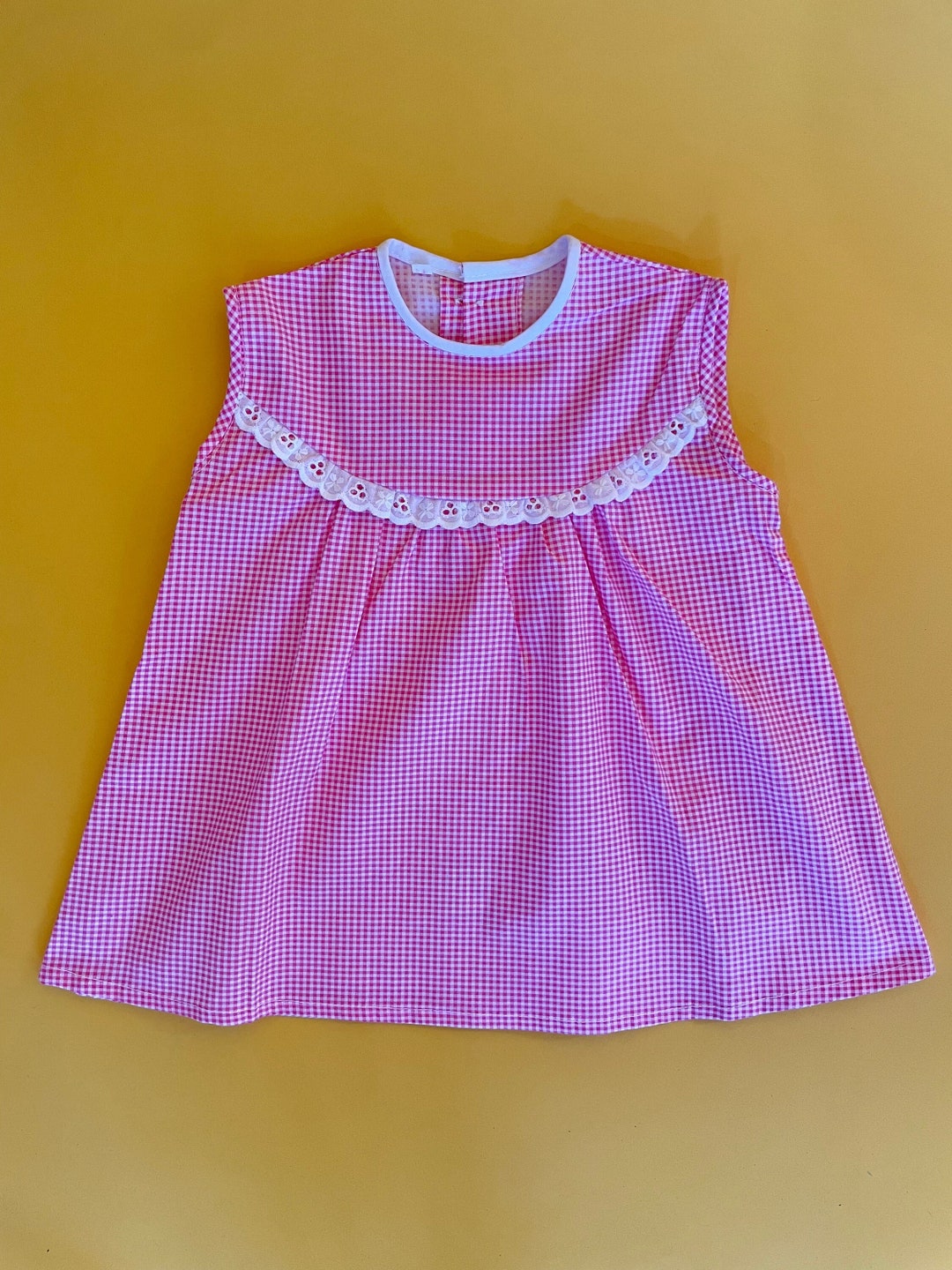 Vintage Baby Dress 1960s Pink & White Gingham Check Smock Dress 912 Months Etsy