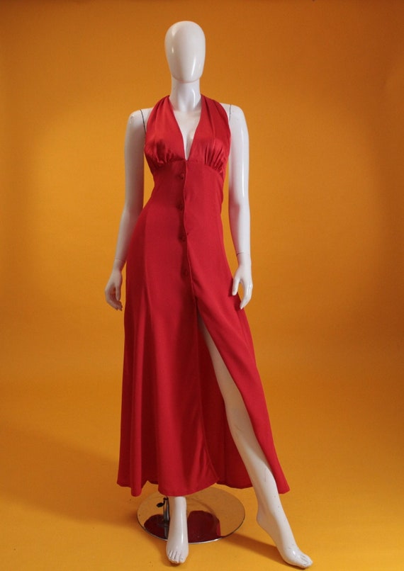 Vintage Ossie Clark for Radley Dress 1970s Red Ha… - image 1