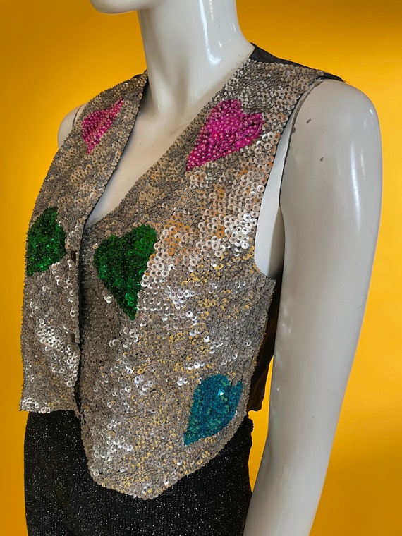 Sequin Waistcoat Adult Silver main image 1