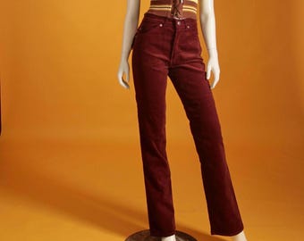 Vintage 1970's Levi's Jeans / Trousers Maroon Brown (Deadstock) Small Unisex