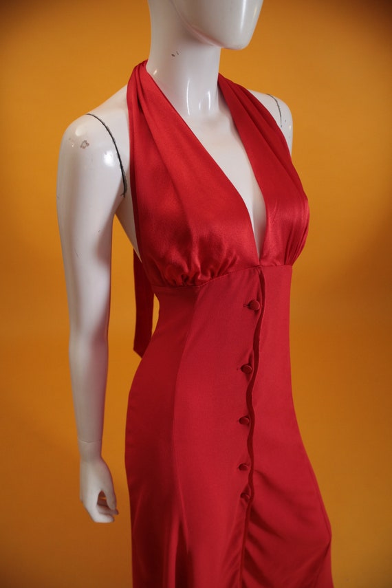 Vintage Ossie Clark for Radley Dress 1970s Red Ha… - image 3