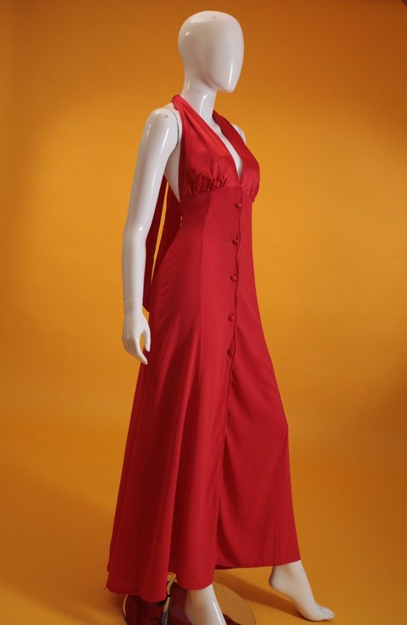 Vintage Ossie Clark for Radley Dress 1970s Red Ha… - image 4