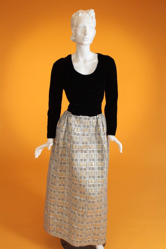 Vintage Dress 1970s 'Treacy Lowe London' Black Ve… - image 1