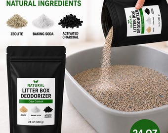 Natural Litter Box Deodorizer, Cat Litter Box Odor Eliminator, 24 ounces