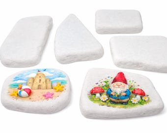 Santorini Stones For Rock Painting Includes 25 Flat White Rocks For Painting About 2.5 to 3.5 inches in Length - Stones are dusty