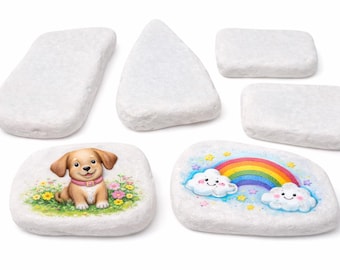 12 Santorini Stones For Rock Painting, Flat White Rocks For Painting About 2.5 to 3.5 inches in Length - Stones are dusty