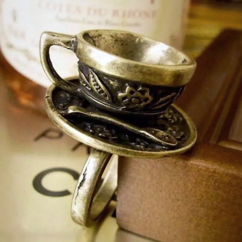 Coffee Cup Ring Witchy Jewellery Vintage Style Ring Etsy
