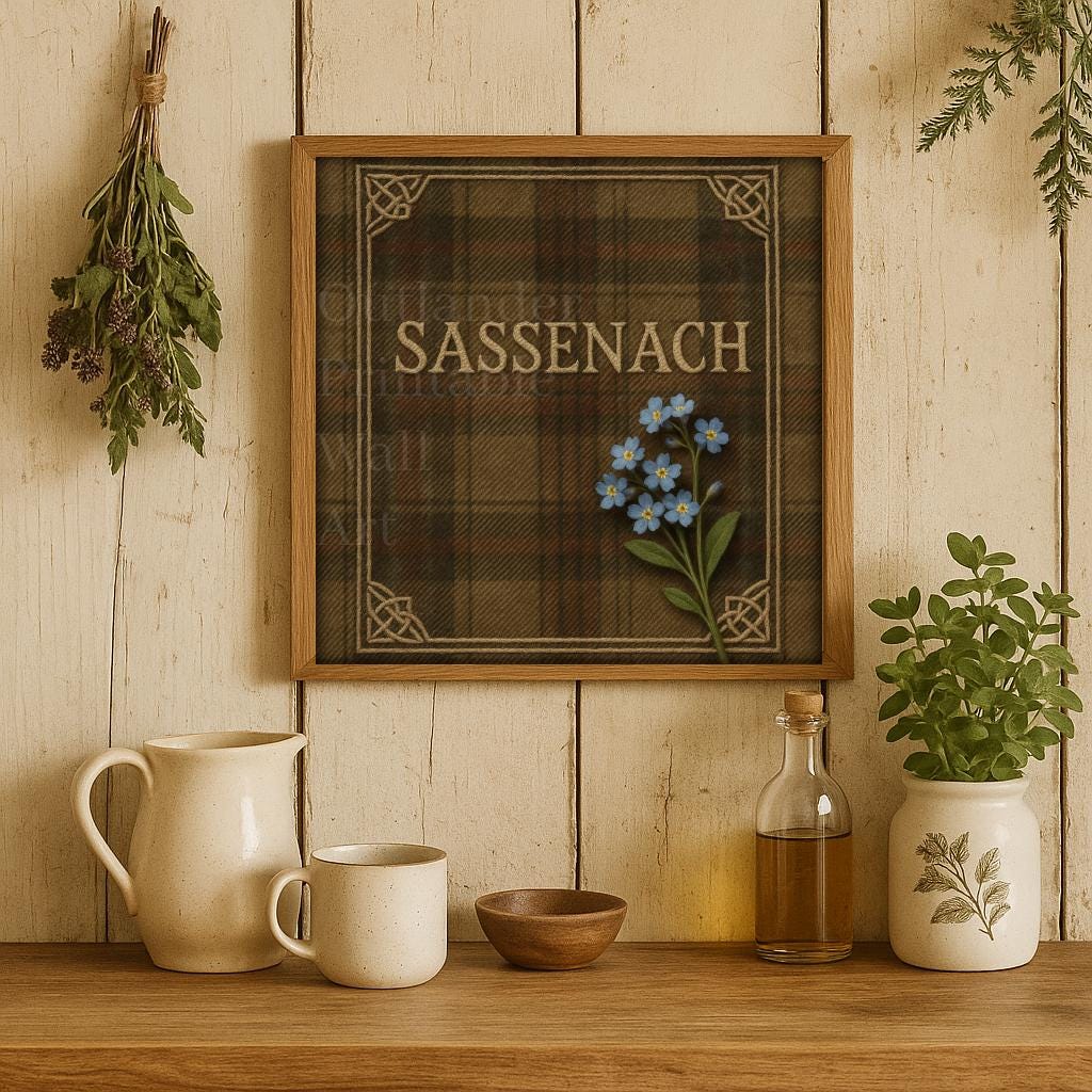 Sassenach Art Print – Scottish Tartan & Forget-me-not – Outlander