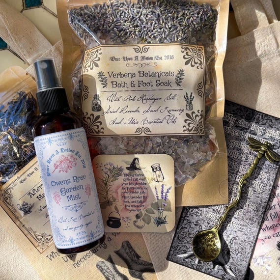 Practical Magic Gift Set: Witchy Tote Bag, Quote Magnet, Tea, Bath Soak & Rose Mist