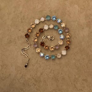 Austrian Crystal Sandy Beach Choker Necklace: Silver Plated Collet