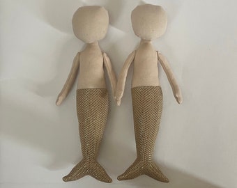 2 mermaid doll blank 18 cm, 7.5 inch, rag doll blank, doll body