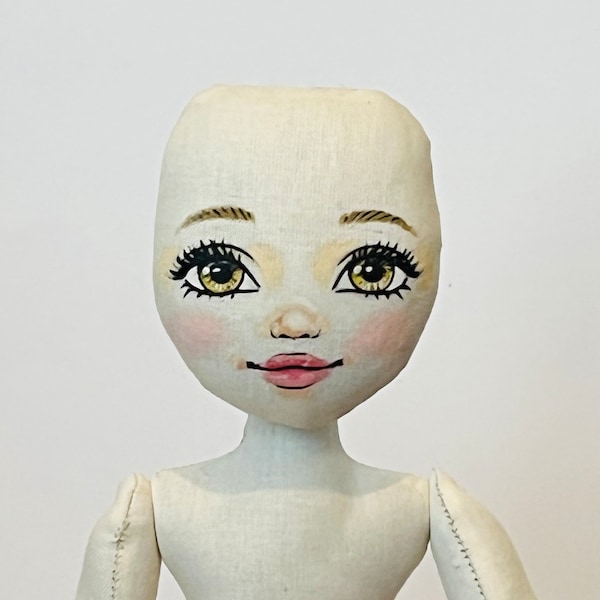 Blank doll body with painted face 10.43 " ( 26.5cm) , doll body, cloth dolk