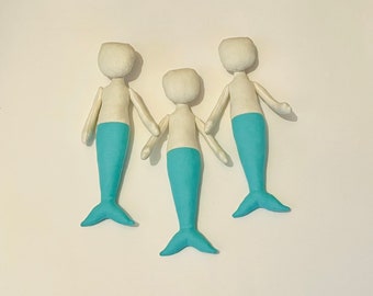 3 mermaid doll blank 18 cm, 7.5 inch, rag doll blank, doll body