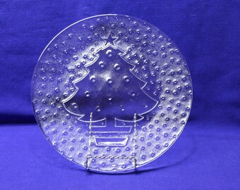 12 1/2 inch Glass Platter with Christmas Tree