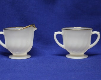 Cream and Sugar in Swirl Golden Anniversary by Anchor Hocking