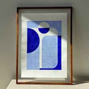 Original hand-painted Japandi style wall art | Minimal wabi sabi painting on natural handmade paper