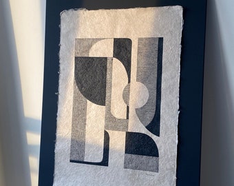 Original hand-painted Japandi style wall art | Minimal wabi sabi painting on natural handmade paper