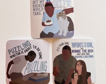 New Girl Sticker Pack Winston Quotes (3x3 glossy) Plus a FREE exclusive sticker!!