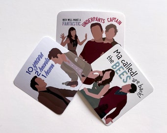 New Girl Sticker Pack Nick Miller, Jess, and Schmidt Quotes (3x3 glossy) Plus a FREE exclusive sticker!!