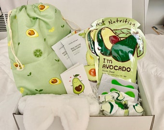 Bestseller** Avocado Dream self care box pamper gift set Korean K-beauty skincare face mask eye patch spa bundle birthday