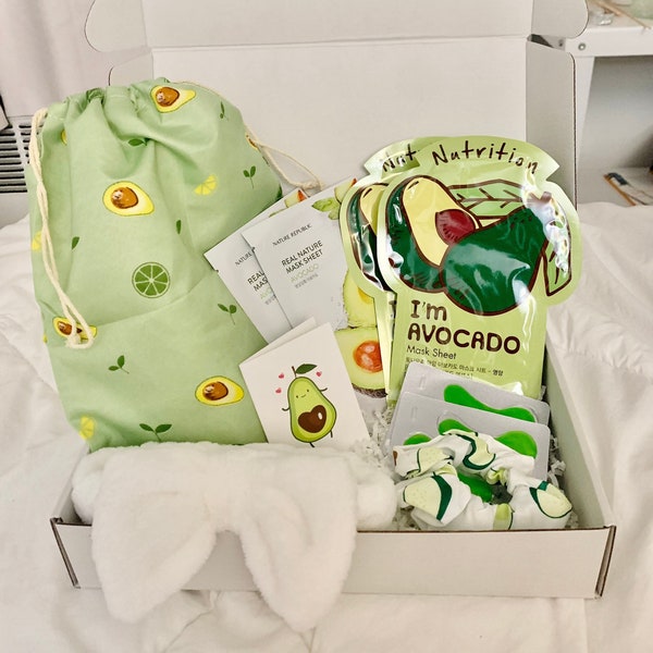 Bestseller** Avocado Dream cofanetto regalo coccole set regalo coreano K-beauty per la cura della pelle maschera per il viso bende per gli occhi pacchetto spa compleanno