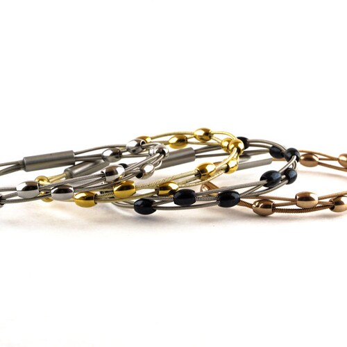 Mens Guitar String Bracelet With Skulls Bass Guitar String Etsy