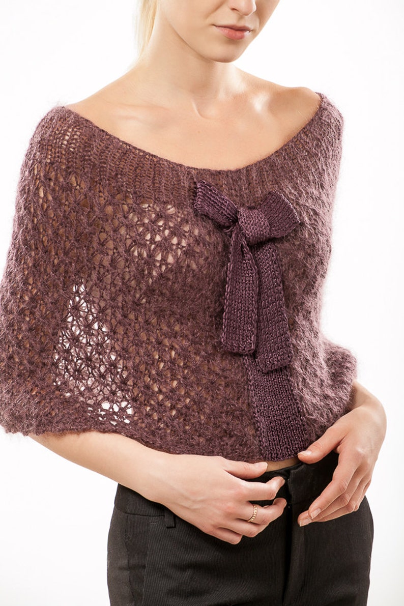 Knit Cover Up Shrug Burgundy Shrug Bow Bolero Wool Shrug Etsy