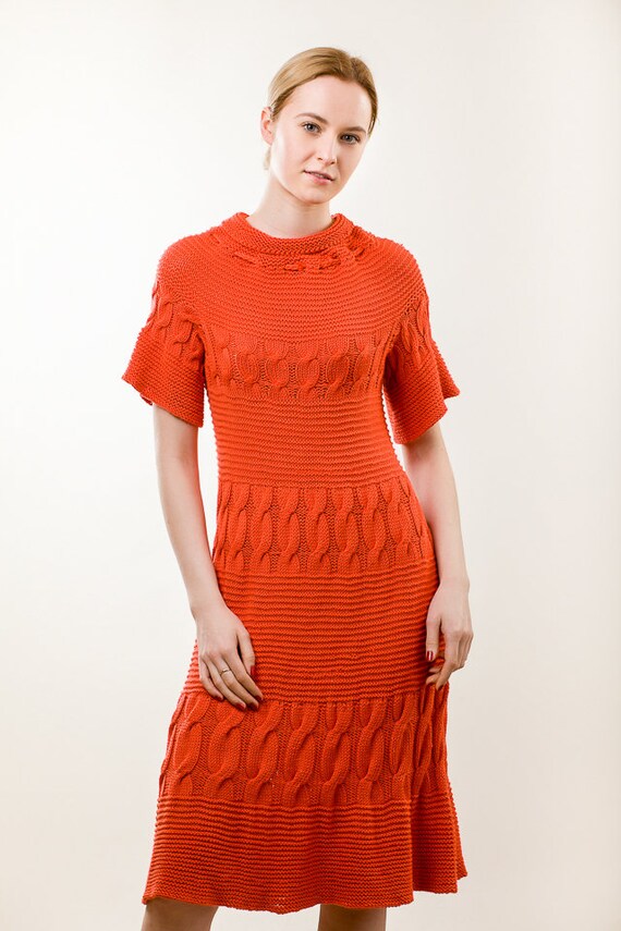 orange knit dress