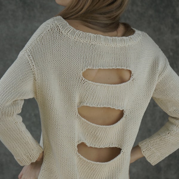 Open Back Sweater Etsy