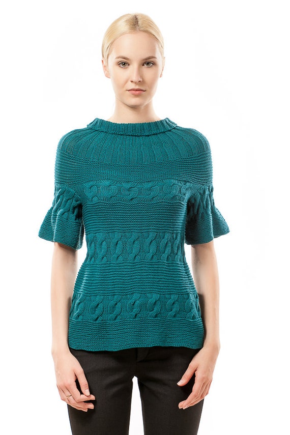 roll neck short sleeve jumper