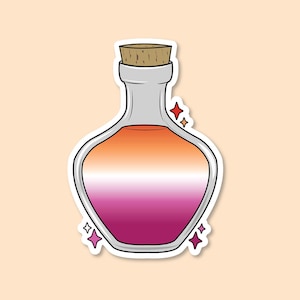 Lesbian Pride Potion Vinyl Sticker – LGBTQ Pride Sticker, Lesbian Flag Decal, Waterproof Laptop Sticker, Gay Witch Aesthetic Gift