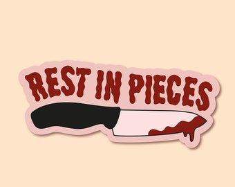Rest in Pieces Vinyl Sticker (Red Version) – Pastel Goth, Creepy Cute & Sarcastic Aesthetic