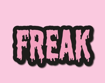 Pink freak vinyl sticker / freak stickers, creepy cute stickers, pastel goth aesthetic stickers, cute stickers, goth stickers, spooky