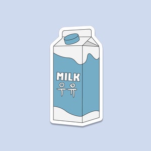 Kawaii Milk Carton Sticker – Korean Vinyl Decal with Hangul Text, Cute Food Sticker, Korean Snack Art, Kawaii Aesthetic, Laptop Decal