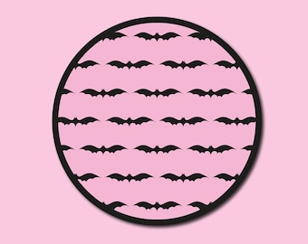 Bats Print Pink Aesthetic Vinyl Sticker – Pastel Goth, Creepy Cute, Spooky Art for Laptop & Journal