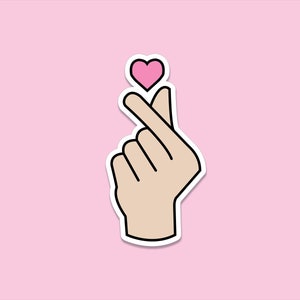 Sticker vinyle Cœur de doigt – Stickers Kpop, coréens et décalcomanies de journal Kpop pour ordinateur portable et flasque