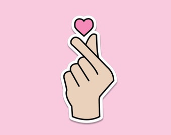 Fingerheart Vinyl Sticker – Kpop, Korean Stickers & Kpop Journal Decals for Laptop and Flask