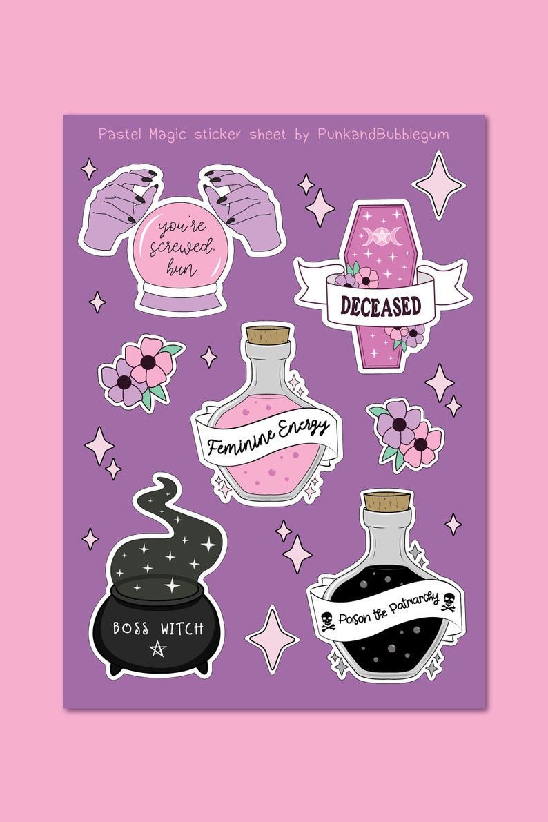 Feminist witch aesthetic sticker sheet A6 / witchy stickers | Etsy