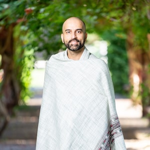 Meditation Shawl or Meditation Blanket, Exotic Shawl/Wrap, Oversize Scarf/Stole, Ethically Sourced. Unisex (Love) White-Green