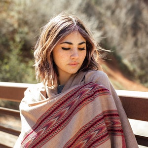 Meditation Shawl or Meditation Blanket, Wool Shawl/Wrap, Oversize Scarf/Stole, Ethically Sourced, Fair Trade. Unisex Large Truth Brown image 1