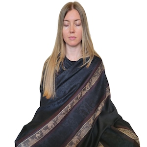 Super Soft Lightweight Luxury Large Pashmina Shawl/Wrap/Scarf/Stole, Exotic Scarf for All Season and Occasions. Unisex. (Black)
