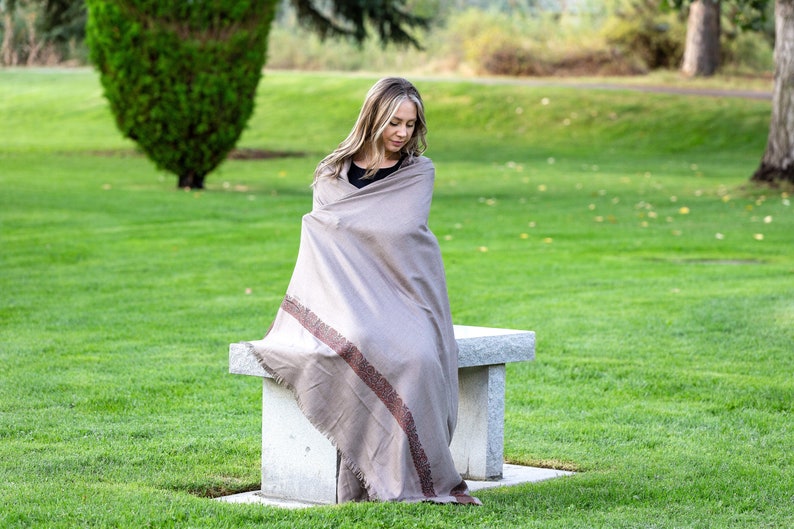 Meditation Shawl or Meditation Blanket, Wool Shawl/Wrap, Oversize Scarf/Stole, Ethically Sourced, Fair Trade. Unisex/Light WeightGratitude image 8
