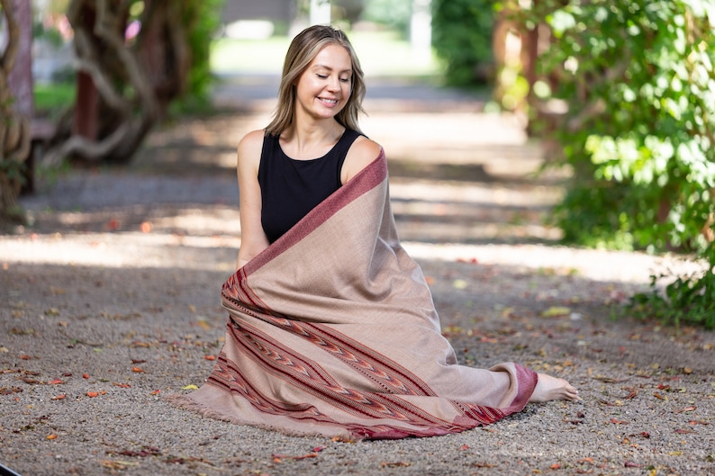 Meditation Shawl or Meditation Blanket, Wool Shawl/Wrap, Oversize Scarf/Stole, Ethically Sourced, Fair Trade. Unisex Large Truth Brown image 9
