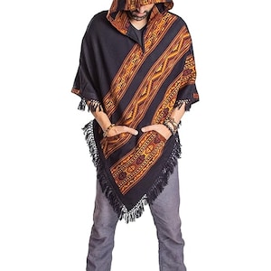 Hooded Poncho Cape Vegan Wool Poncho Adult Large Poncho Blanket Festival Poncho for Men Mexican Poncho for Women Mens Poncho Shawl Old West